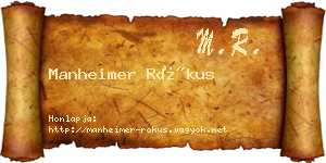 Manheimer Rókus névjegykártya